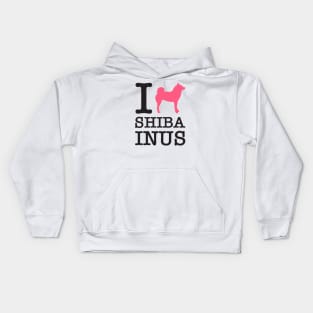 I Heart Shiba Inus feat. Lilly the Shiba Inu - Black Text on White Kids Hoodie
